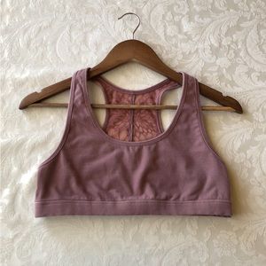 PINK Victoria’s Secret Dusty Rose/ Mauve Crop Lace Back Bralette Large